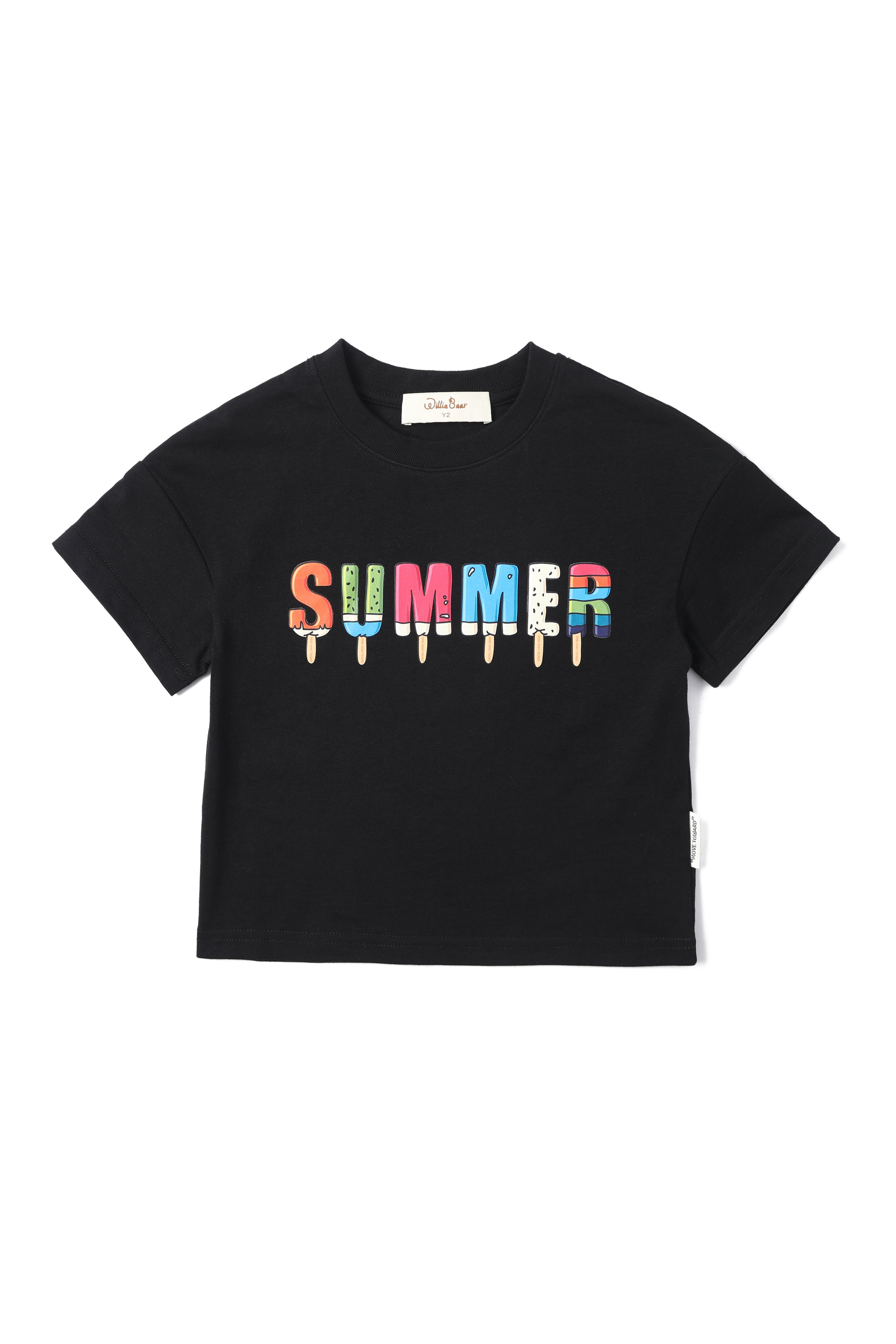 Edgy SUMMER Lettered Black T-Shirt